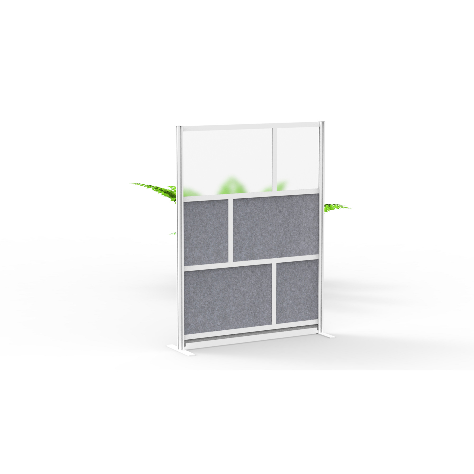 Luxor Modular Room Divider - 53in. x 70in., Aluminum Frame, Sound-Absorbent, Frosted Acrylic Panels, Model# MW-5370-FCG